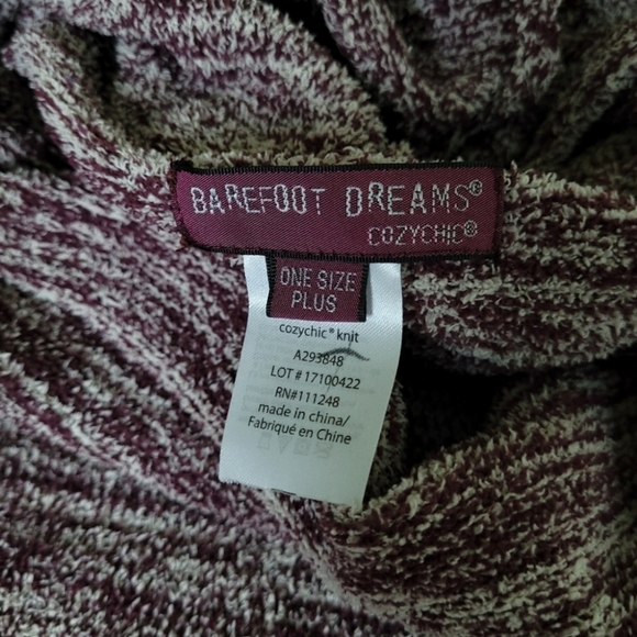EUC Barefoot Dreams Cozychic Funnel Neck Pullover Red Wine Marled Oversized OS - Picture 11 of 14